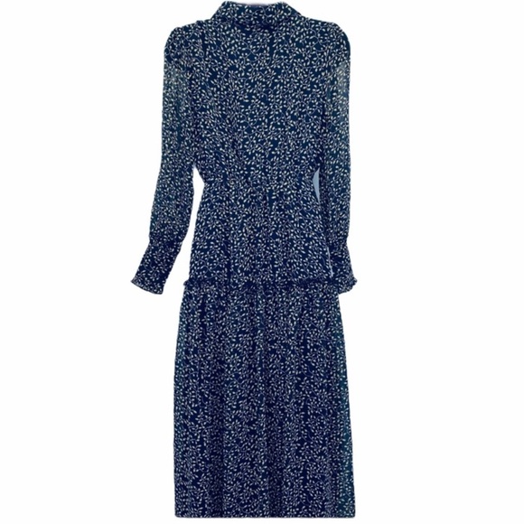 𝅺TOWOWGE Romantic Navy Print Ruffle Dress/ NWT/Size Small - Picture 5 of 7